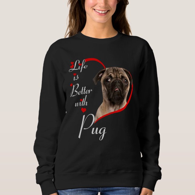 Camiseta A Vida É Melhor Com Pug (Frente)