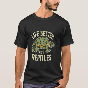 Camiseta A Vida É Melhor Com Répteis Amantes de Lagartixa-L
