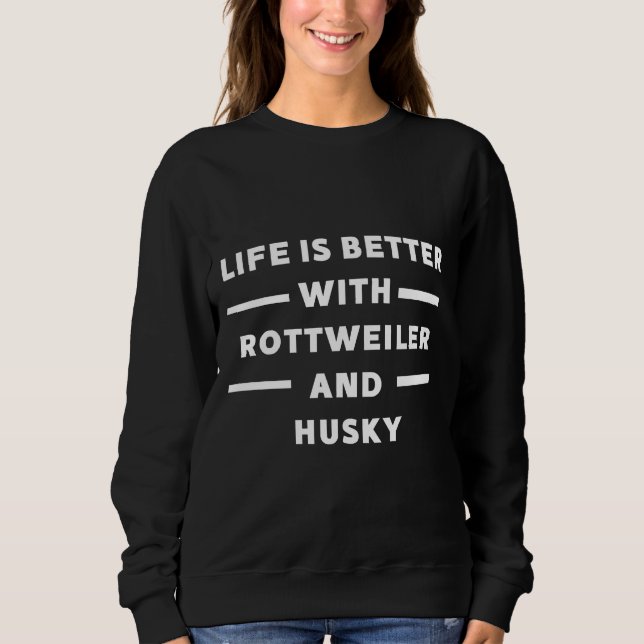 Camiseta A Vida É Melhor Com Rottweiler E Rouco (Frente)