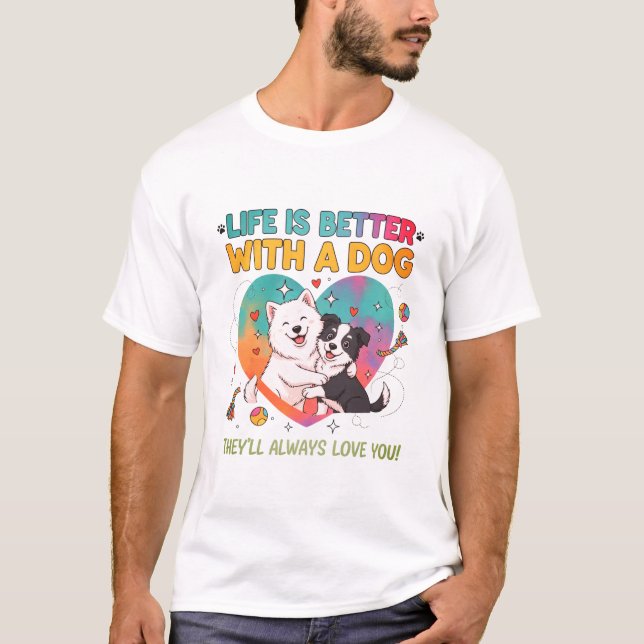 Camiseta A Vida É Melhor Com Um Cachorro De Chá (Frente)