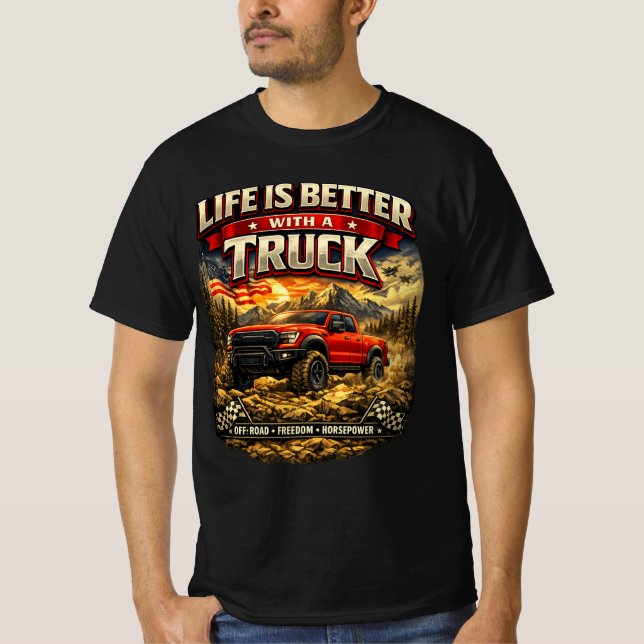 Camiseta A vida é melhor com um caminhão (Frente)