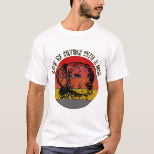 Camiseta A vida é melhor com um cão, estilo vintage