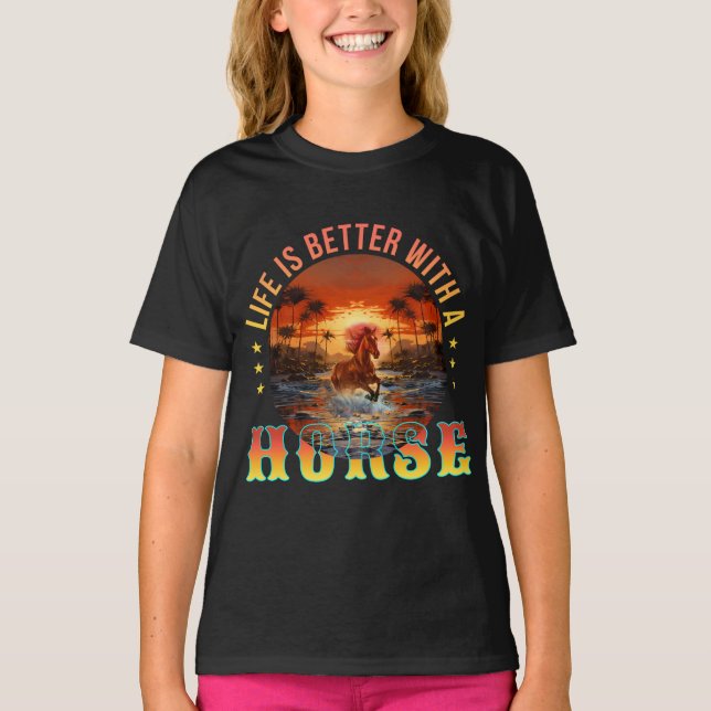 CAMISETA A VIDA É MELHOR COM UM CAVALO (Frente)