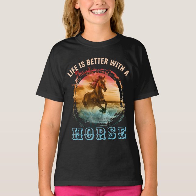 CAMISETA A VIDA É MELHOR COM UM CAVALO (Frente)