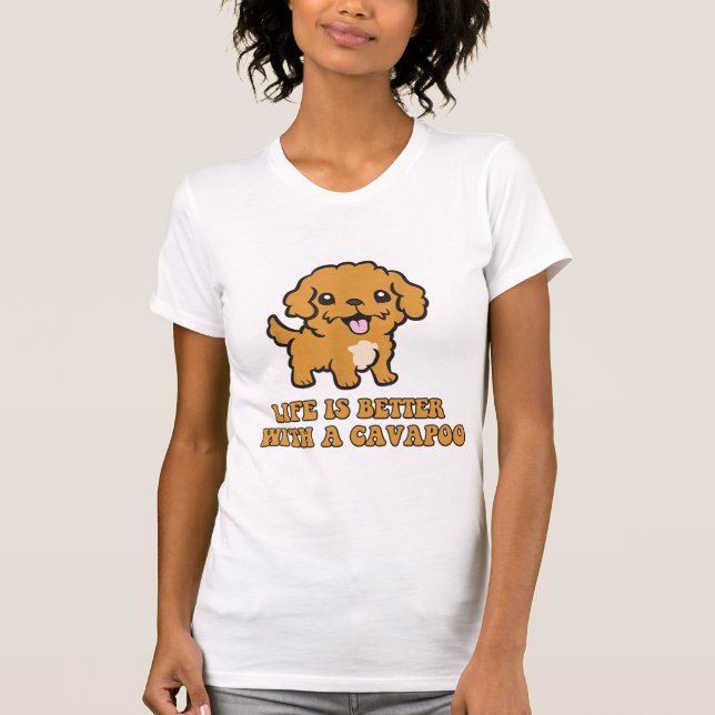 Camiseta A Vida É Melhor Com Um Cavapoo - Um Cachorro Engra (Frente)