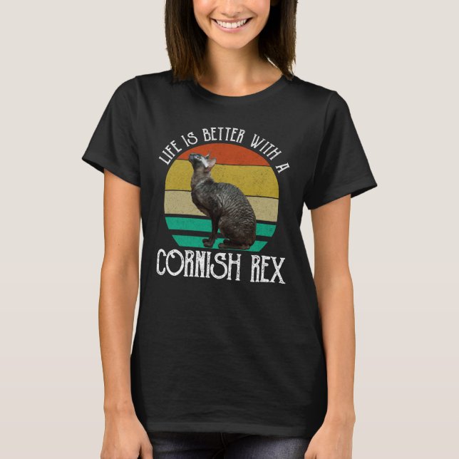 Camiseta A Vida É Melhor Com Um Cornish Rex (Frente)