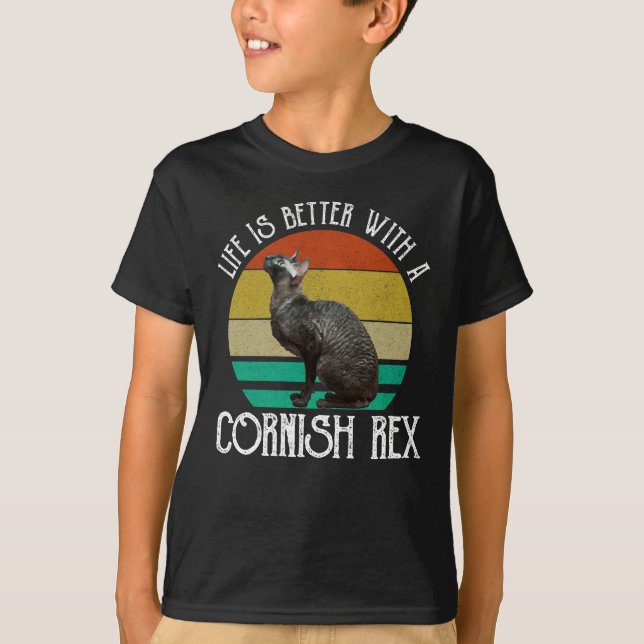 Camiseta A Vida É Melhor Com Um Cornish Rex (Frente)