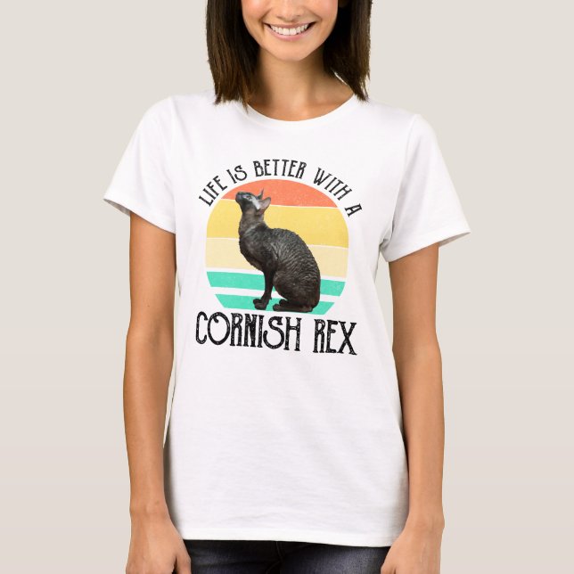 Camiseta A Vida É Melhor Com Um Cornish Rex (Frente)