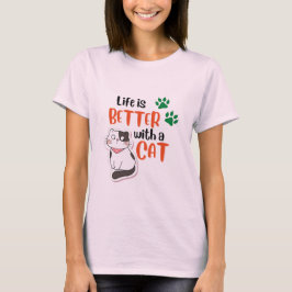 Camiseta A vida é melhor com um gato