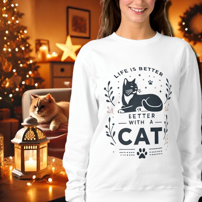Camiseta A vida é melhor com um gato (Criador carregado)