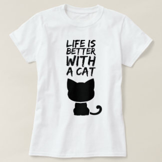 Camiseta A vida é melhor com um gato