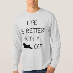 Camiseta A Vida É Melhor Com Um Gato - Amantes De Gato