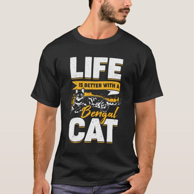 Camiseta A Vida É Melhor Com Um Gato Bengala (Frente)