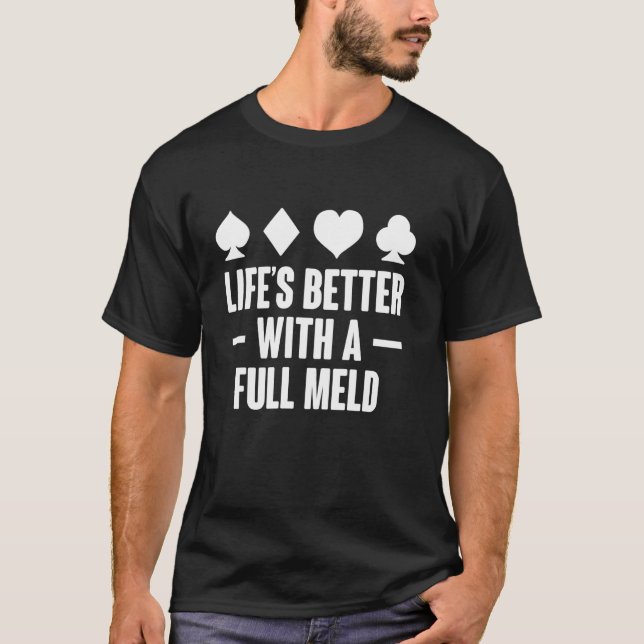 Camiseta A vida é melhor com um jogo de cartas Hand and Foo (Frente)