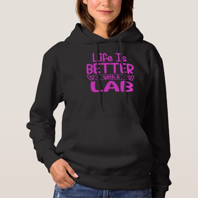 Camiseta A Vida É Melhor Com Um Lab Rosa (Frente)