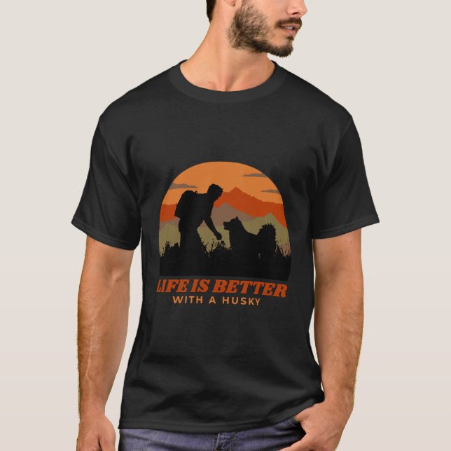 Camiseta A Vida É Melhor Com Um Pai Husky Siberiano (Frente)
