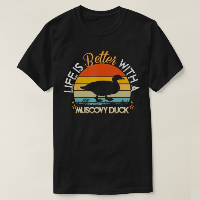 Camiseta A vida é melhor com um Pato Engraçado Dando-lhe um (Frente do Design)