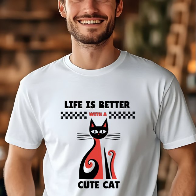 Camiseta A vida é melhor com um Pet Lover Gato (Criador carregado)