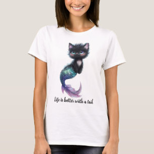 Camiseta A vida é melhor com um rabo. Gato com Cauda de Ser