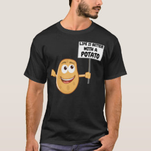Camiseta A Vida É Melhor Com Uma Batata Cute Feita Sorrindo