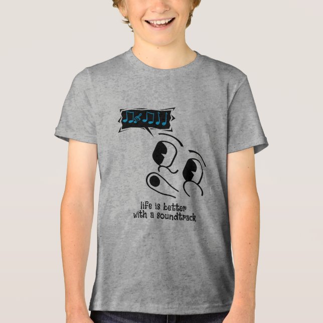 Camiseta "A vida é melhor com uma trilha sonora" (Frente)