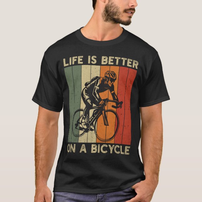 Camiseta A vida é melhor em bicicleta engraçada (Frente)