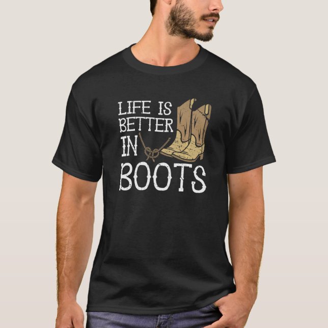Camiseta A Vida É Melhor Em Boots Country Cowgirl (Frente)