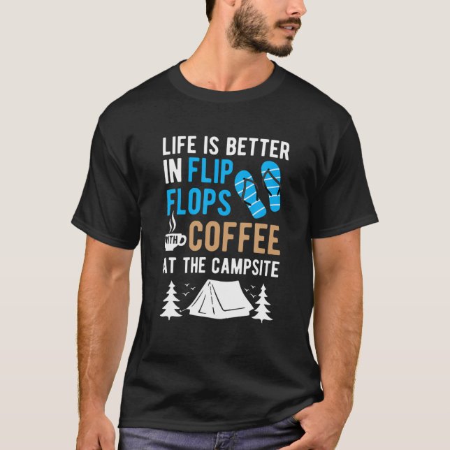 Camiseta A Vida É Melhor Em Chinelos Com Café No Ca (Frente)