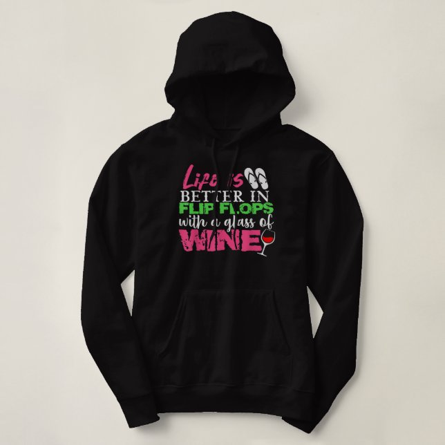 Camiseta A Vida É Melhor Em Chinelos Com Vidro (Frente do Design)