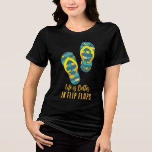 Camiseta A vida é melhor em Chinelos, correspondência perso
