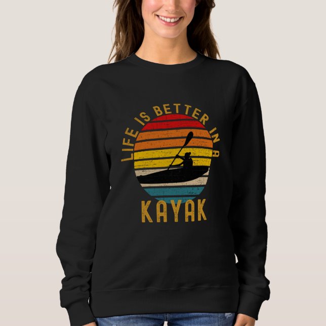Camiseta A Vida É Melhor Em Um Retro Kayak (Frente)