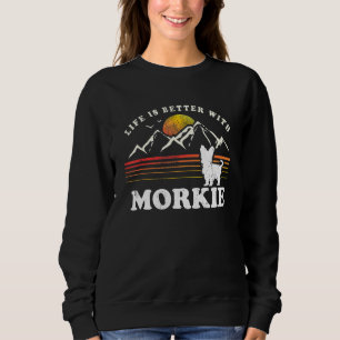 Camiseta A Vida é Melhor Morkie Mãe Pai Cachorro Vintage