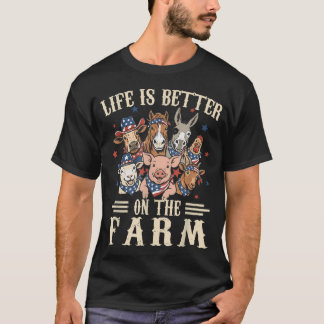 Camiseta A Vida É Melhor Na Fazenda 4 De Julho Patriótico