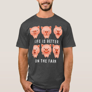 Camiseta A Vida É Melhor Na Fazenda Dos Porcos-Porcos-Porco