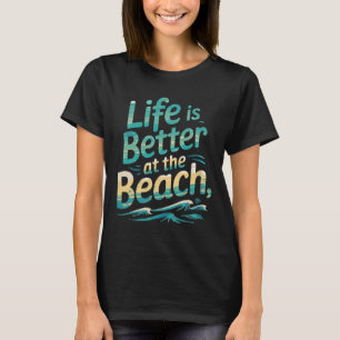 Camiseta A Vida É Melhor Na Praia Férias De Verão Retrô