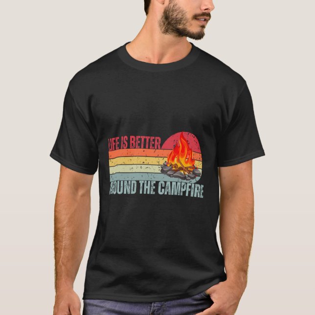 Camiseta A Vida É Melhor No Acampamento Divertido Camping (Frente)