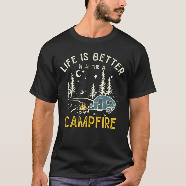 Camiseta A Vida É Melhor No Acampamento Do Camp De Campfire (Frente)