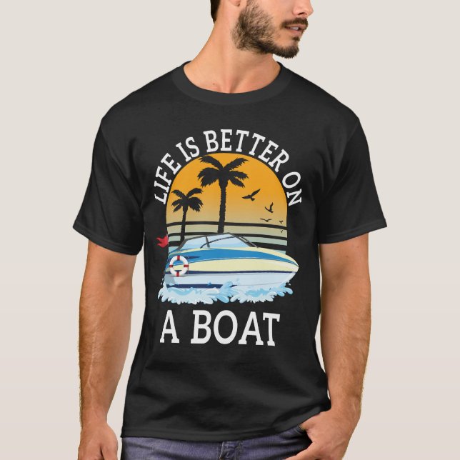 Camiseta A vida é melhor no Barco náutico do barco (Frente)