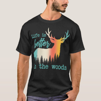 Camiseta A vida é melhor no bosque Reindeer Forest Colorf
