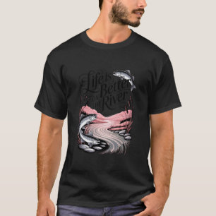 Camiseta A Vida é Melhor No Cenário de Paisagem do Pôr do S