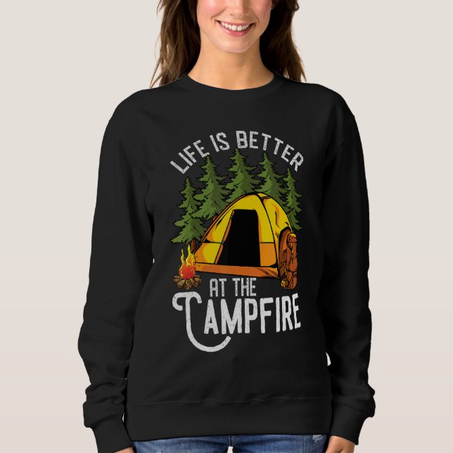 Camiseta A Vida É Melhor No Fogo Como Acampamento (Frente)
