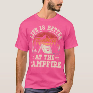 Camiseta A Vida É Melhor No Hikin De Camping Retro De Campf