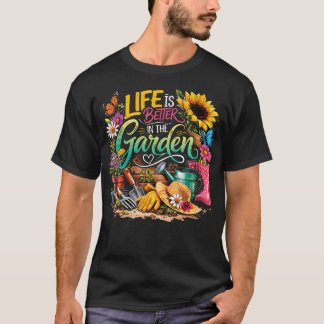 Camiseta A Vida É Melhor No Jardim Gardening Girassol