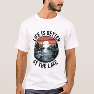 Camiseta A Vida é Melhor no Lago Inspirador Divertido Relax