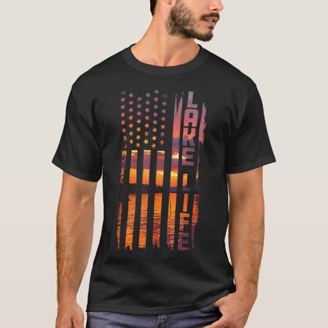 Camiseta A Vida É Melhor No Lago ntoon Embarcação (Frente)