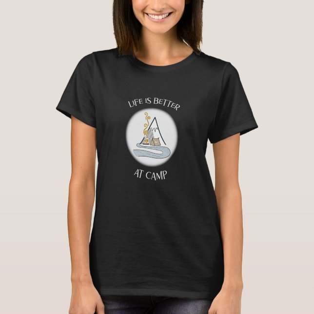 Camiseta A vida é melhor no rio Camp Tent Campfire (Frente)