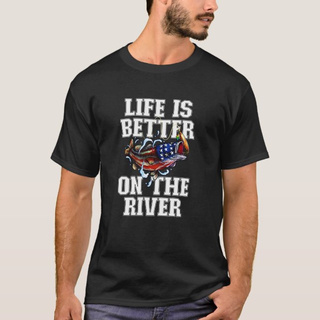 Camiseta A Vida é Melhor no Rio de Pesca de Robalo (Frente)