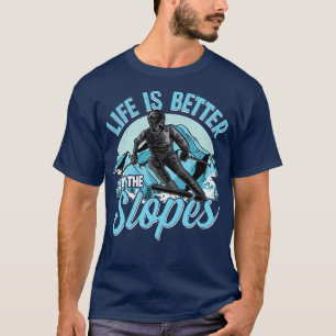 Camiseta A Vida É Melhor No Snowboard 2 Do Ski Slopes