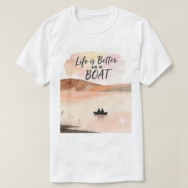 Camiseta A vida é melhor num barco (Frente do Design)