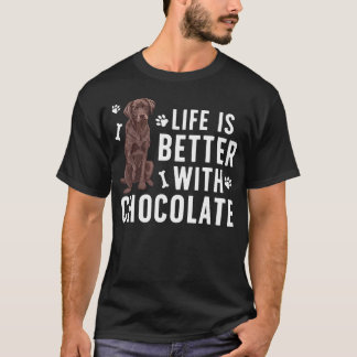 Camiseta A Vida é Melhor para Dono de Labrador Chocolate